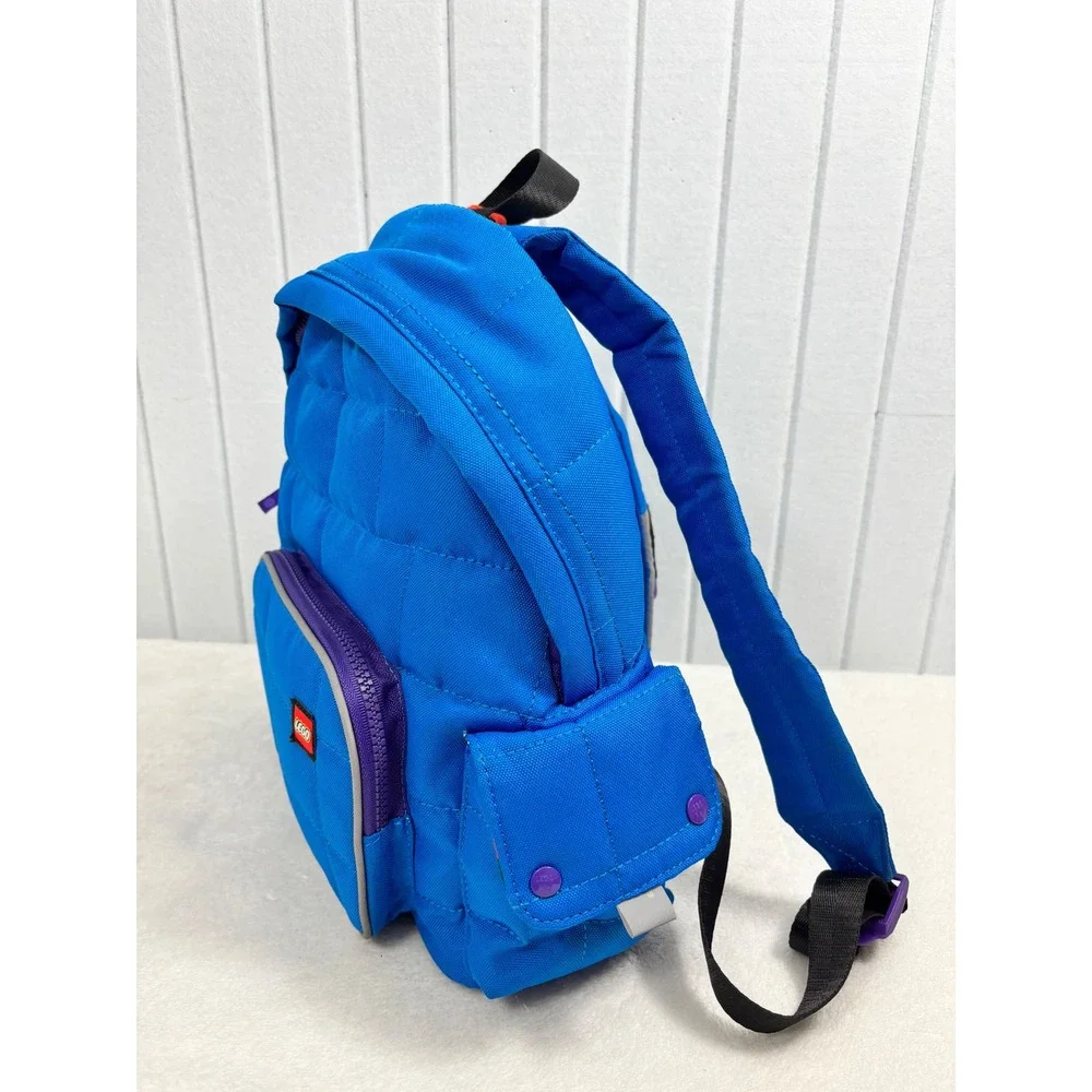 LEGO x Target Quilted Puffer Backpack Blue Limited Edition Brick Pattern NWT